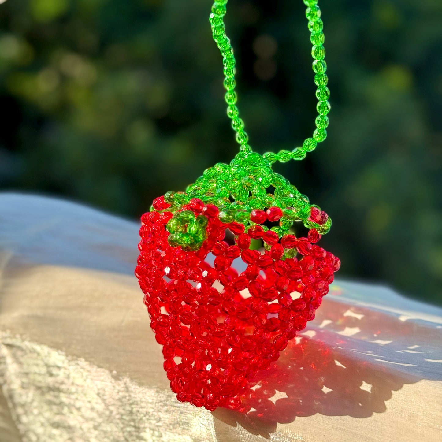 Strawberry Delight Beaded Bag